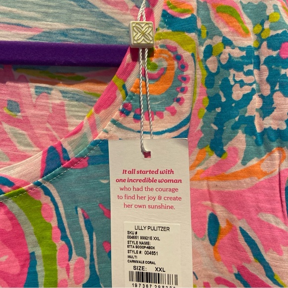 Lilly Pulitzer Etta Scoop Neck Top XXL- NWT in Carnivale Coral - Picture 4 of 7